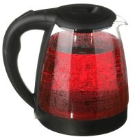 Скляний електрочайник Domotec MS-820 чорний квітка Black 2000W 2 л, чайник електричний з підсвічуванням