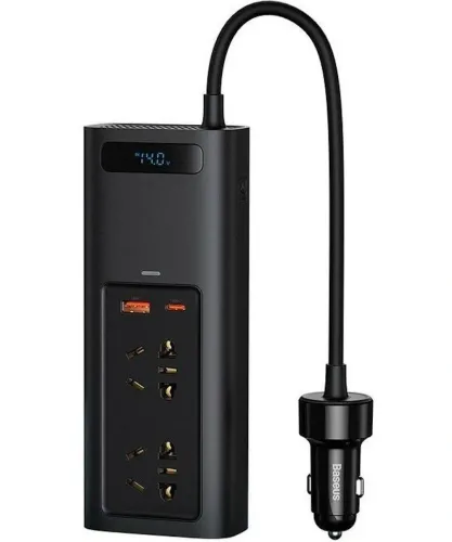 Автомобільний перетворювач напруги з 12V на 220v Baseus RNBQ-A01 150W інвертор з швидкою зарядкою CN EU 2 розетки type-C USB від прикурювача