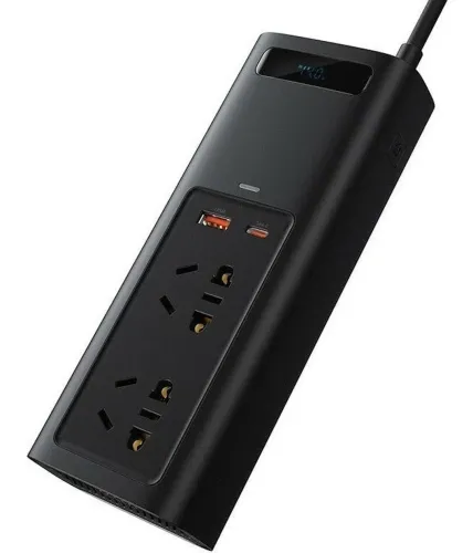 Автомобільний перетворювач напруги з 12V на 220v Baseus RNBQ-A01 150W інвертор з швидкою зарядкою CN EU 2 розетки type-C USB від прикурювача