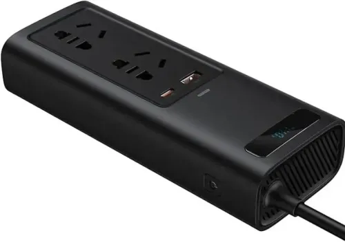Автомобільний перетворювач напруги з 12V на 220v Baseus RNBQ-A01 150W інвертор з швидкою зарядкою CN EU 2 розетки type-C USB від прикурювача