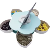 Обертається складна одноярусна цукерниця Flower Candy Box, Манежниця для цукерок і фруктів з підставкою під телефон, Тарілка для закусок 5 відсіків