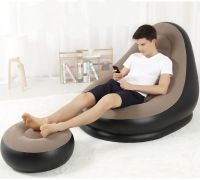Надувний диван з пуфом Air Sofa Intex 68564, надувне велюрове крісло з пуфом SF-936