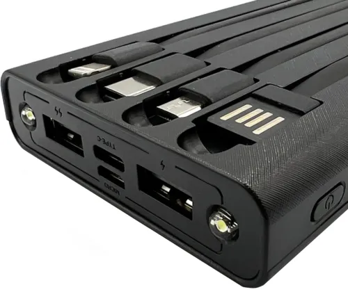 Портативний зарядний пристрій Power Bank Z-05 50000 mah C набором 4 кабелів, зовнішній акумулятор зарядка з ліхтариком Type-C MicroUSB Lightning