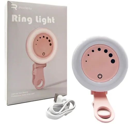 Світлодіодне LED селфи лампа кільце Ring Light Rhodesy F - 508 на телефон, світлова акумуляторна підсвічування з затискачем і регулюванням яскравості для фото