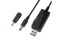 Повышающий USB кабель для питания Wi-Fi роутера от Power Bank 5V с переключателем 9V или 12V, с регулятором 9V/12V с переходником на 3.5мм и 5.5мм