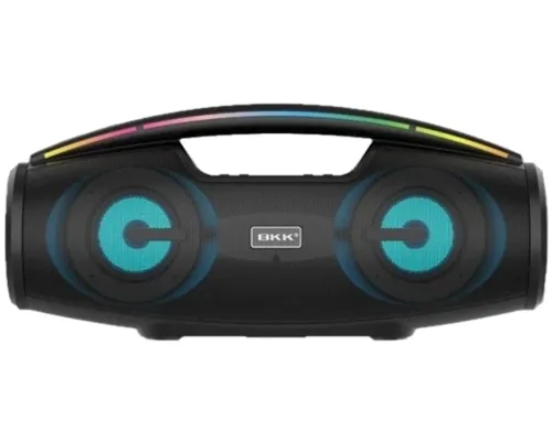 Бездротова Bluetooth колонка динамік BKK B100 з LED підсвічуванням 20W з мікрофоном, акумуляторна блютуз акустика караоке USB SD FM AUX Чорна
