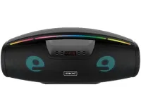 Бездротова Bluetooth колонка динамік BKK B100 з LED підсвічуванням 20W з мікрофоном, акумуляторна блютуз акустика караоке USB SD FM AUX Чорна