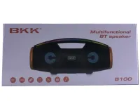Бездротова Bluetooth колонка динамік BKK B100 з LED підсвічуванням 20W з мікрофоном, акумуляторна блютуз акустика караоке USB SD FM AUX Чорна