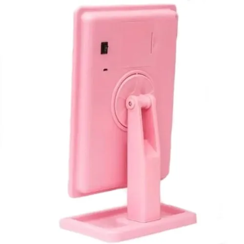 Настільне Косметичне дзеркало Cosmetie mirror 360 Rotation Angel з LED підсвічуванням для макіяжу, компактне прямокутне сенсорне дзеркало Рожеве