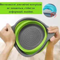 Складні силіконові кошики Kitchen Craft W-86 для овочів і фруктів, комплект з 2 штук, набір друшляків зі зливом для миття 24.5 см, 29 см