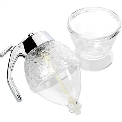 Диспенсер для меду Honey Dispenser ручний дозатор 200 мл, ємність колба для соусів, карамелі, варення, диспенсер-дозатор на підставці 10*15 см