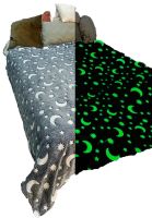 Детский светящийся плед Magic Blanket Серый 150х200 см, Плюш, Луна и звезды, Покрывало светящееся День-Ночь, Микрофибра, Флисовый Люминесцентный