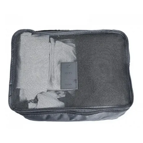 Набор дорожных сумок органайзеров Secret Pouch 6 штук Серые, чехлы мешки для хранения одежды в чемодане, водонепроницаемые для путешествий laundry