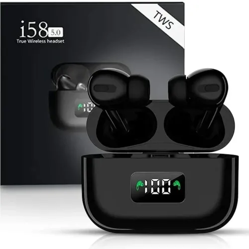 Бездротові навушники TWS AirPro I58 Bluetooth V5. 0 в кейсі, Вакуумні USB навушники-гарнітура з шумозаглушенням і мікрофоном блютуз з кейсом чорні