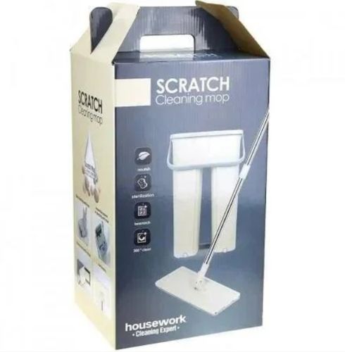 Швабра лентяйка Supretto Scratch Cleaning Mop с большим ведром и автоматическим отжимом, большая с самоотжимом Spin Mop 360