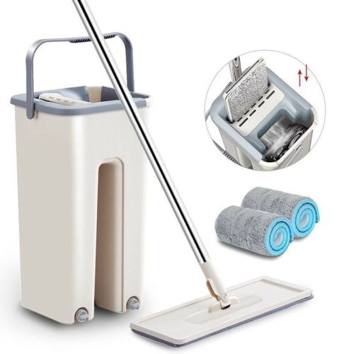 Швабра лентяйка Supretto Scratch Cleaning Mop с большим ведром и автоматическим отжимом, большая с самоотжимом Spin Mop 360