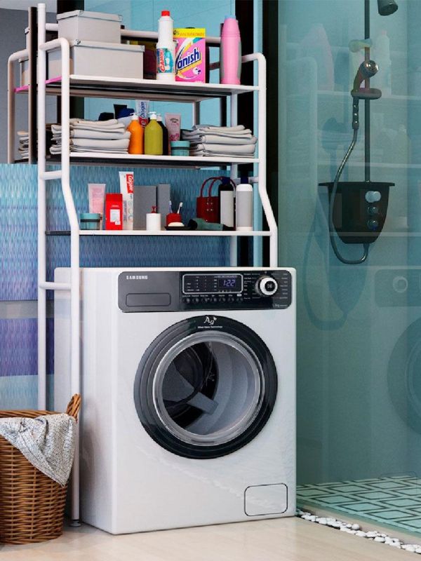 Стійка над пральною машиною Біла Supretto Washing Rack TW - 106 підлоговий стелаж, Полиця органайзер для зберігання, етажерка