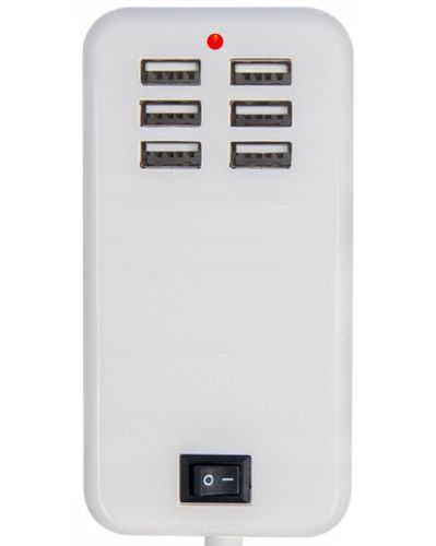 Сетевое зарядное устройство USB Desktop Charger 20W на 6 портов с выключателем, Зарядка адаптер для зарядки телефонов на 6 разъемов от сети Белый
