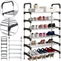 Напольная полка органайзер Shoe Rack Rias RD-9005 для хранения обуви 6 ярусов, Стойка этажерка на 6 секций полок 115x56x30 см из стали Серебристая