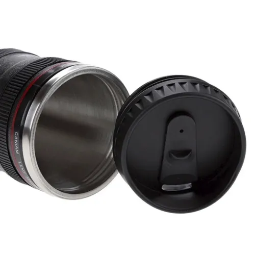 Кружка термос у вигляді об'єктива від фотоапарата Canon EF 24-105, Термокружка об'єктив 350 мл, Термо чашка з кришкою, Чорна