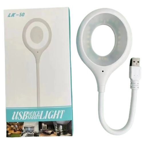 Гнучка світлодіодна USB лампа S-Link LK - 50 від Power Bank 5W з голосовим управлінням, Юсб 24 LED підсвічування-лампа світильник від повербанка Білий