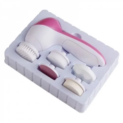 Електричний жіночий масажер для обличчя 5 в 1 Multifunction Face Cleaner AE-8782C 5 насадок, Масажна щітка зі змінними насадками на батарейках