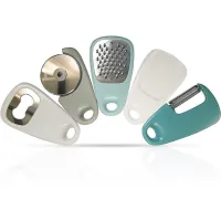 Брелок-органайзер Kitchenware з кухонного приладдя 5 предметів, Набір для кухні Терка, відкривачка, ніж, овощечистка на брелоку для кемпінгу