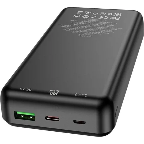 Зовнішній акумулятор з швидкою зарядкою Power Bank Hoco J87A 20000mAh PD20W + QC3.0(22.5 W), Портативна батарея повербанк Хоко з виходом Type-C Чорний
