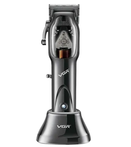 Бездротовий тример для гоління VGR V-653, Акумуляторна окантовочна машинка для стрижки волосся і бороди з підставкою і насадками 10W V653 Чорний