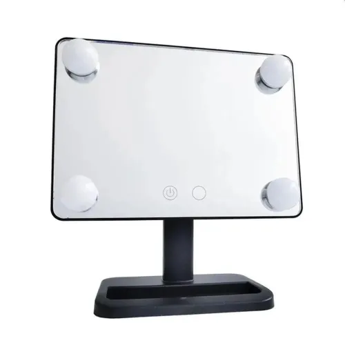 Настольное косметическое зеркало Cosmetie mirror 360 Rotation Angel с LED подсветкой для макияжа, Компактное прямоугольное сенсорное зеркало Черное