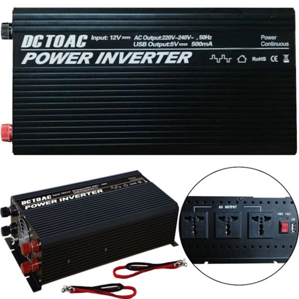 Автомобільний інвертор UN-3063 9000W 12V-220v, Авто перетворювач напруги струму від прикурювача і акумулятора 12В 9000В з захистом від перегріву