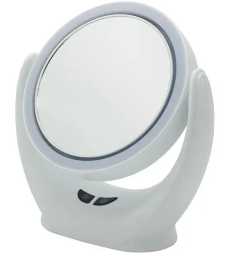 Настільне кругле Косметичне дзеркало Mirror Lamp YT-M513 з LED підсвічуванням і збільшенням для макіяжу, збільшувальне дзеркало на підставці біле