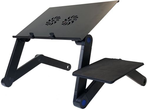 Складаний столик трансформер для ноутбука Laptop Table T8 з USB-охолодженням і підставкою для мишки, розкладний стіл для ноутбуків з вентилятором
