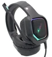 Игровые проводные наушники Cyberpunk CP-007 с подсветкой и микрофоном Геймерские полноразмерные наушники с гарнитурой для ПК и ноутбука 96491 Черные