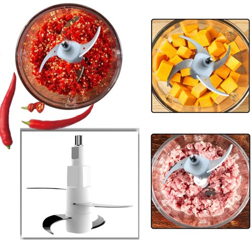 Электрический измельчитель мясорубка Cooking Молния ZP-051 600W с двухъярусным лезвием Металлический кухонный блендер мини комбайн с чашей 2л BT-7019