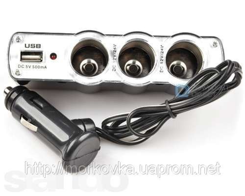 Трійник спліттер в прикурювач авто адаптер USB WF-0120