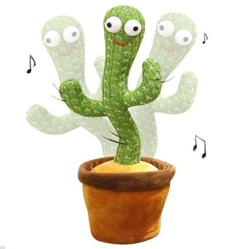 Говорящий танцующий кактус с подсветкой Dancing Cactus TikTok 32 см на аккумуляторе, поющий, игрушка повторюшка на украинском языке