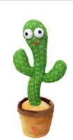 Говорящий танцующий кактус с подсветкой Dancing Cactus TikTok 32 см на аккумуляторе, поющий, игрушка повторюшка на украинском языке