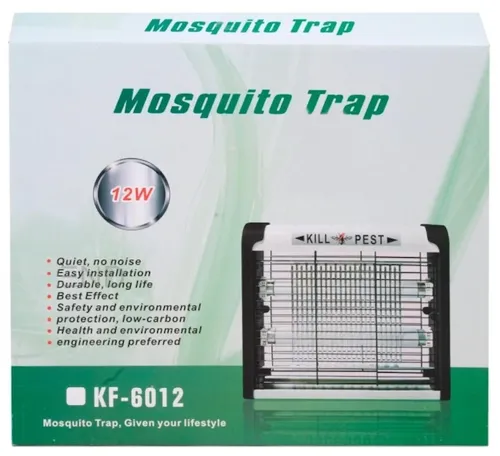 Электрическая светодиодная лампа ловушка Mosquito Trap KF-6012 12W для насекомых, Ловушка уничтожитель комаров и мух Kill Pest 12Вт от сети Белая
