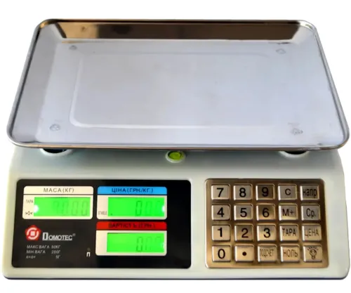 Торгові електронні ваги Domotec MS-982S від 5 гр до 50 кг Metal Button з металевими кнопками MX-414