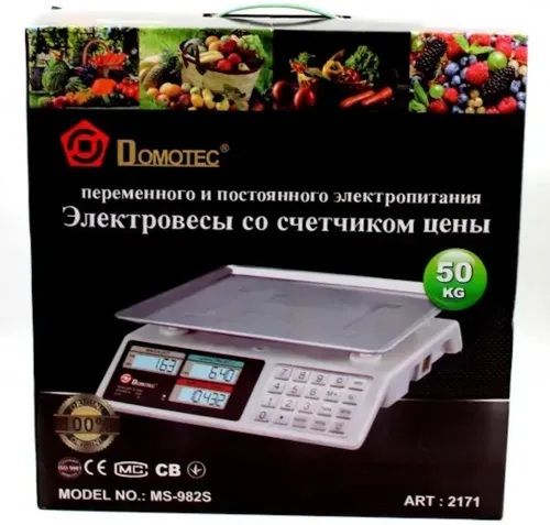 Торгові електронні ваги Domotec MS-982S від 5 гр до 50 кг Metal Button з металевими кнопками MX-414