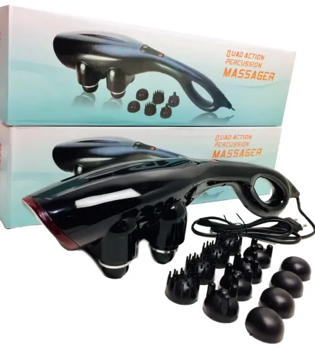Електричний ручний масажер Quad Action Percussion Massager TK-88 - 2 для всього тіла 28 Вт, 12 в 1, вібраційний м'язовий мультімассажер для спини