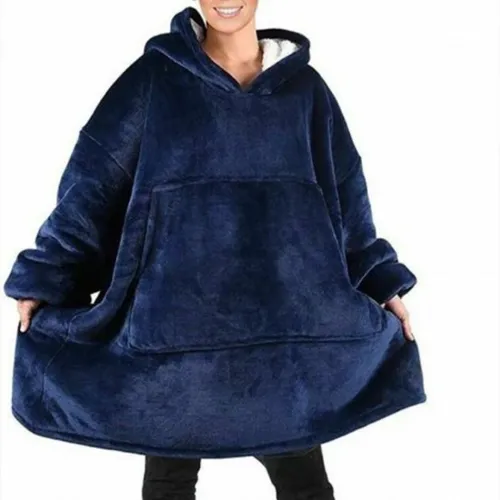 Толстовка-плед з капюшоном Huggle Hoodie Ultra Plush Blanket 2в1 унісекс оверсайз толстовка худі плюшевий плед з рукавами на флісі 74х110 см синя