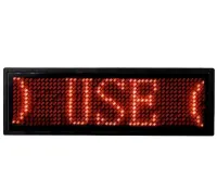 Електронний світлодіодний LED бейджик UKC B1248 Red з біжучим червоним рядком біжучий рядок бейдж 92х39мм з лід підсвічуванням від акумулятора Чорний