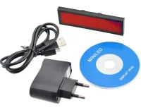 Електронний світлодіодний LED бейджик UKC B1248 Red з біжучим червоним рядком біжучий рядок бейдж 92х39мм з лід підсвічуванням від акумулятора Чорний