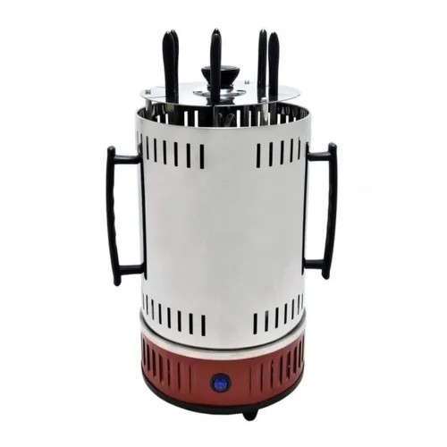 Вертикальна електрична шашличниця Domotec MS-7783 1000W на 6 шампурів, Настільна Електрошашличниця для дому зі знімним піддоном Червона