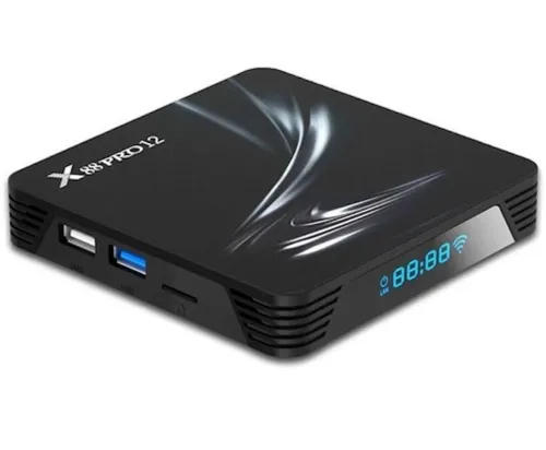 Смарт приставка для телевізора з пультом x88 Pro 12 DDR 4g eMMC128G, медіаплеєр Android 12, Цифрова ТВ приставка з вбудованим WiFi модулем Чорна