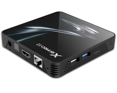 Смарт приставка для телевізора з пультом x88 Pro 12 DDR 4g eMMC128G, медіаплеєр Android 12, Цифрова ТВ приставка з вбудованим WiFi модулем Чорна
