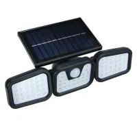 Вуличний потрійний ліхтар Split Solar Wall Lamp FL - 1725B на сонячній батареї з датчиком руху, Настінний акумуляторний вологозахищений світильник