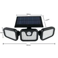 Вуличний потрійний ліхтар Split Solar Wall Lamp FL - 1725B на сонячній батареї з датчиком руху, Настінний акумуляторний вологозахищений світильник